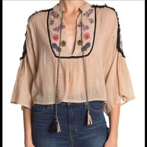 Ragu crop embroidered bohemian top